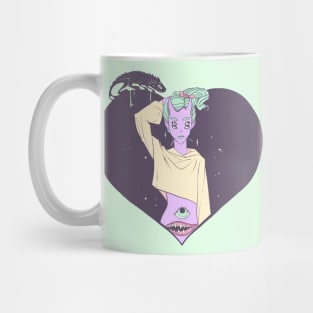 Alien Monster Girl With Heart Mug